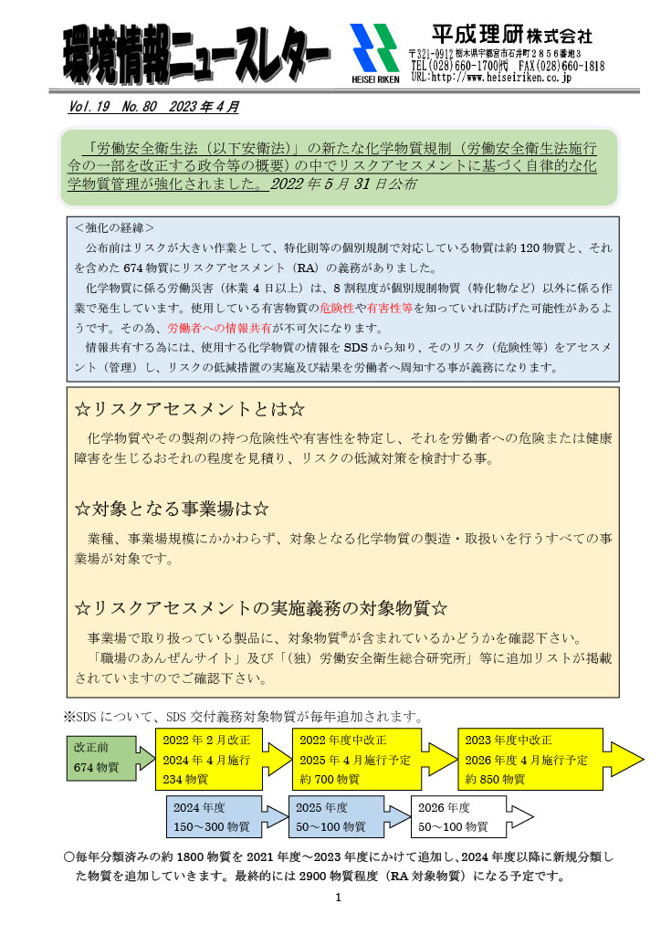 環境情報ニュースレターNo.80　2023年04月